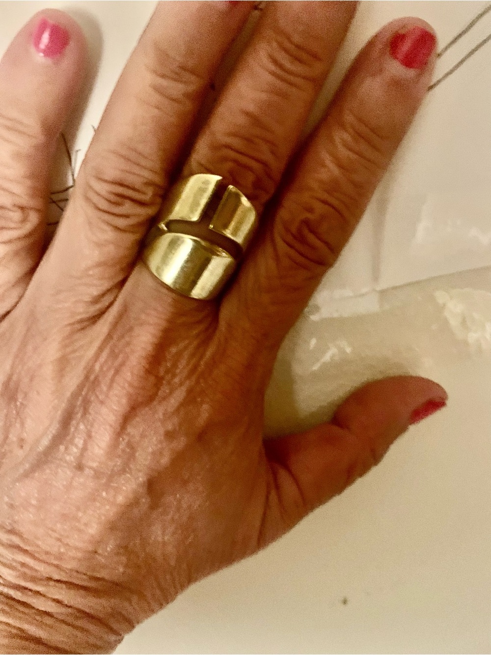 Gold-Tone Bold Dome Crossover Ring - Women Jewelry